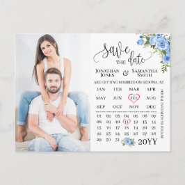 Save the Date Foto Blaue Hochzeit Postkarte