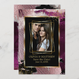 Save The Date | Foto Bold Black Cassis Abstrakt Einladung