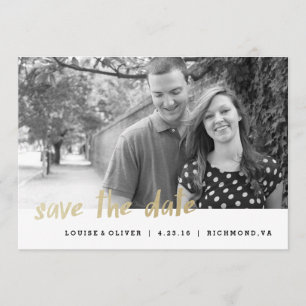 Save the Date Foto Card Gold Foil Hipster