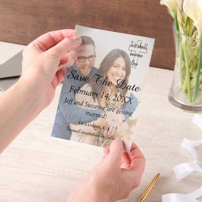 Save the Date Foto Christliche Verlobte Ankündigun (Handgehalten)