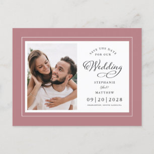 Save the Date Foto Dusty Rose Pink Chic Hochzeit Ankündigungspostkarte