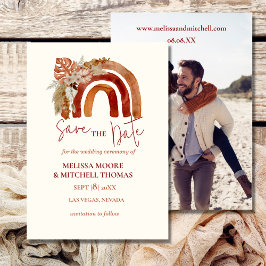 Save the Date Foto Erdton Boho Regenbogenblüte Einladung