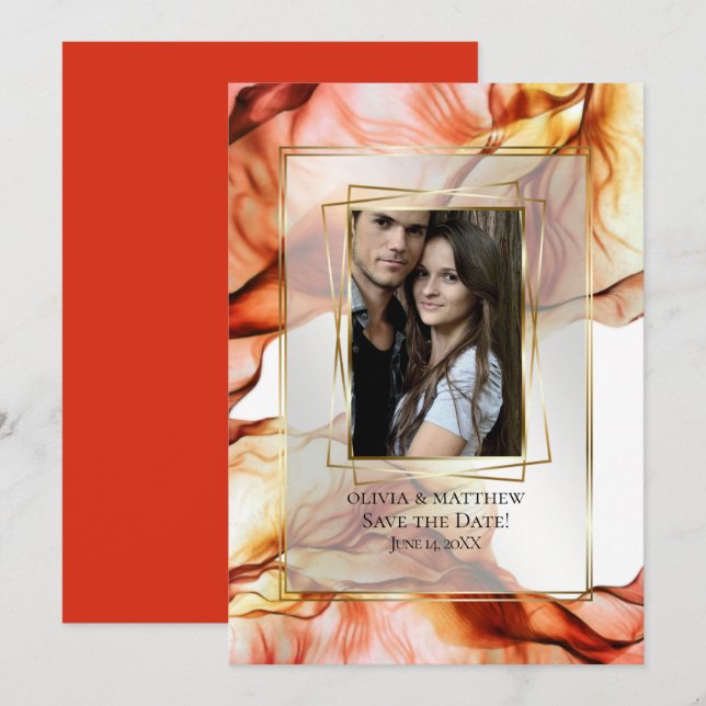 Save The Date | Foto-Frame-Herbst Abstrakt 4 Einladung (Vorne/Hinten)