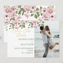 Save the Date Foto Gold Floral Elegante Hochzeit
