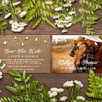 Save the Date Foto Gold Kraft Black Birds Digital