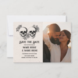 Save the Date Foto Gothic Halloween Skull Card