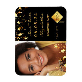 Save the Date Foto graduation party 2022 Black Magnet