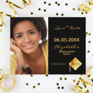 Save the Date Foto Graduierungspartei schwarz 2025 Postkarte