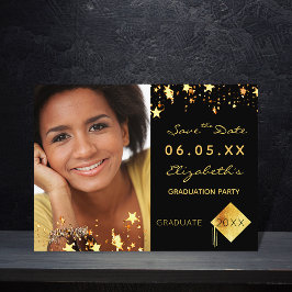 Save the Date Foto Graduierungsparty 2023 schwarz Postkarte
