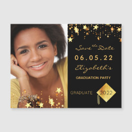 Save the Date Foto Graduierungsparty schwarz Magnetkarte