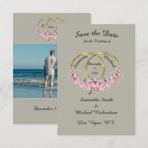 Save the Date Foto Grau Rosa Blume Rings