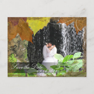 Save the Date Foto Hochzeit Postkarte Herbstblätte