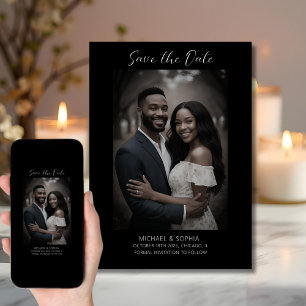 Save the Date Foto Hochzeitsankündigung Black