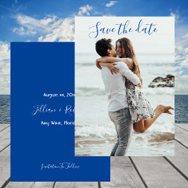Save the Date Foto Hochzeitsankündigung Blue Einladung