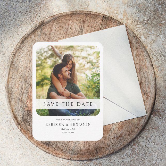 Save the Date Foto Hochzeitsankündigung Mitteilungskarte (Modern Photo Wedding Save the Date Announcement Notecard)