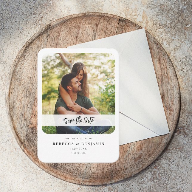 Save the Date Foto Hochzeitsskriptankündigung Mitteilungskarte (Wedding Save the Date Photo Script Announcement Note Card)