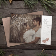 Save the Date-Foto-Kiefernkegelkunst