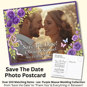 Save the Date, Foto - Lila Mauve-Blume und Weiß Ankündigungspostkarte