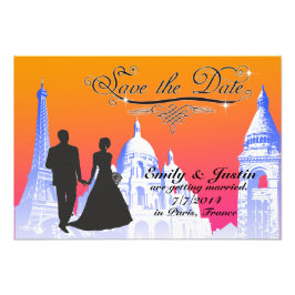 SAVE THE DATE FOTO MIT BLICK AUF PARIS, FRANKREICH