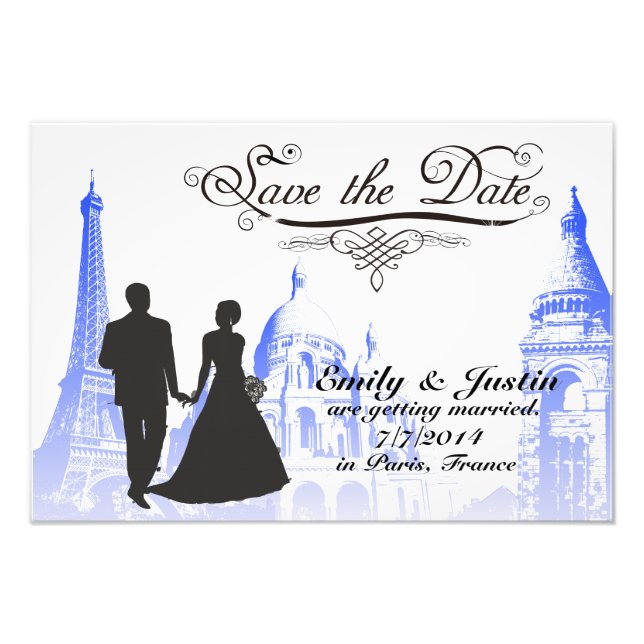 SAVE THE DATE FOTO MIT BLICK AUF PARIS, FRANKREICH (Vorne)
