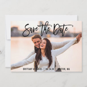Save the Date Foto Moderne Pinselskriptkarte B
