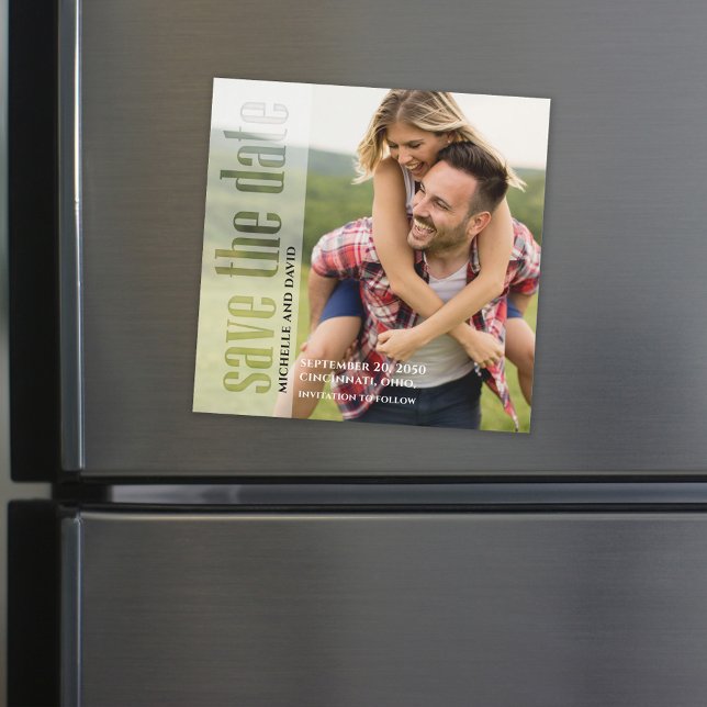 Save the Date Foto Moderne Typografie Magnetisch Magneteinladung (Von Creator hochgeladen)