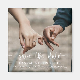Save the Date Foto Modernes, elegantes Skript Magnet