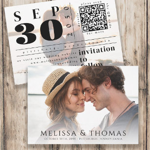 Save the Date Foto QR Code Moderne Typografie