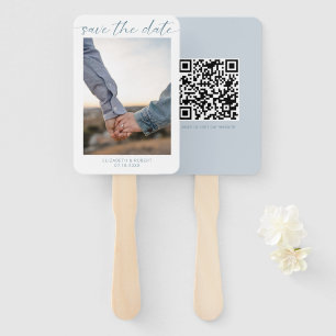 Save-the-Date-Foto-QR-Code-Staubblau-Hochzeit Fächer