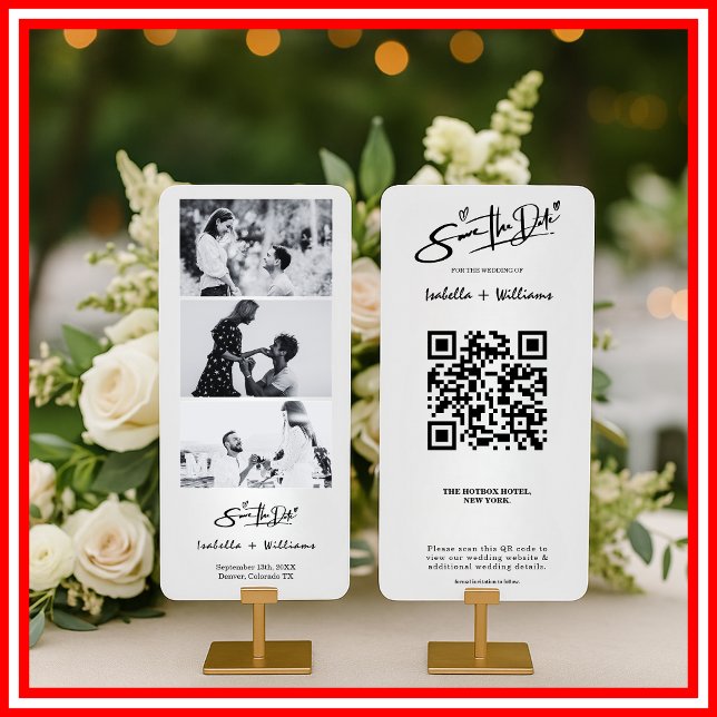 Save the Date Foto Strip Eleganter QR-Code Hochzei (Von Creator hochgeladen)