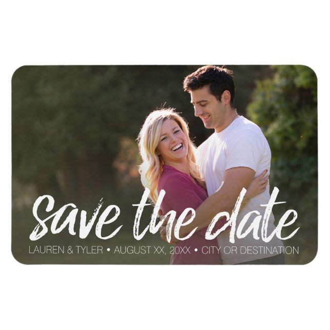 Save the Date - Foto und moderne bürstenbehaftete  Magnet (Horizontal)