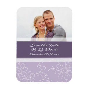 Save the Date Foto Wedding Magnet Lila Floral
