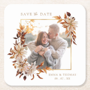Save the Date Foto Wedding Rechteckiger Pappuntersetzer