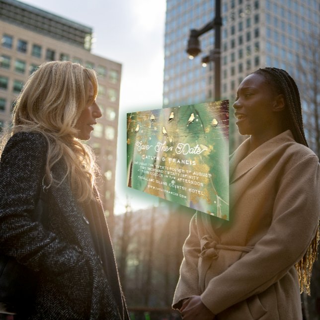 Save the Date Foto Woodland Hütte Golden Bird Einladung (Save The Date Photo Woodland Cottage Golden Bird Invitation)