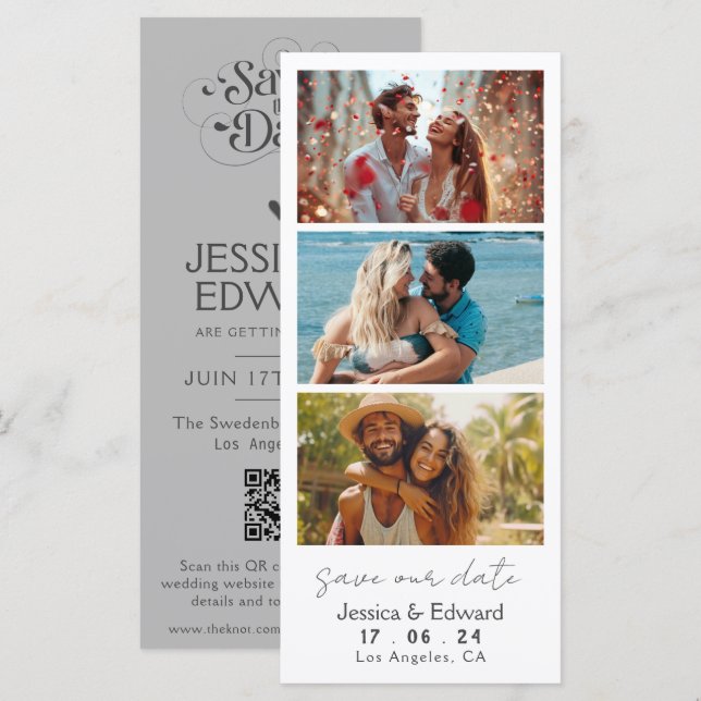 Save the Date FotoBooth Qr Code Light Gray Modern (Vorne/Hinten)