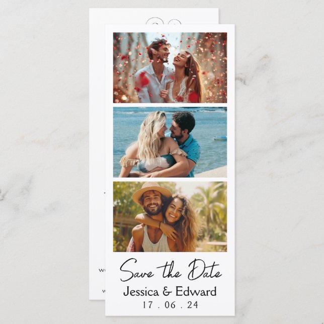 Save the Date FotoBooth Qr Code Schwarz-weiß Chic (Vorne/Hinten)