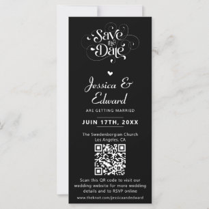 Save the Date FotoBooth Qr Code Schwarz-weiß Chic