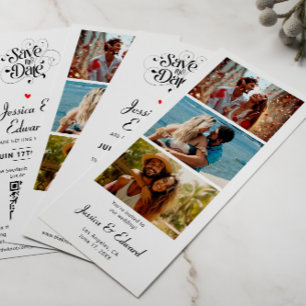 Save the Date FotoBooth Qr Code Schwarz-weiß Chic