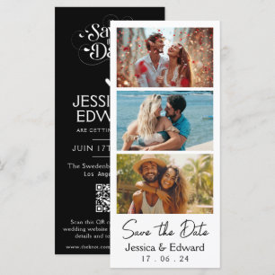 Save the Date FotoBooth Qr Code Schwarz-weiß Chic