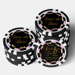 Save the Date für Braut und Bräutigam - Rosa Pokerchips