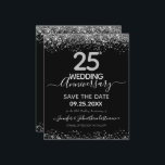 Save the Date für das 25. Jahrestag der Hochzeit<br><div class="desc">Eleganter Imitat Gold Glitzer mit schimmernden Konfetti Highlights auf der Ober- und Untergrenze. Alle Texte sind individuell einstellbar und lassen sich für Ihr eigenes Party leicht ändern. Großartiges elegantes 25-jähriges Template Design.</div>
