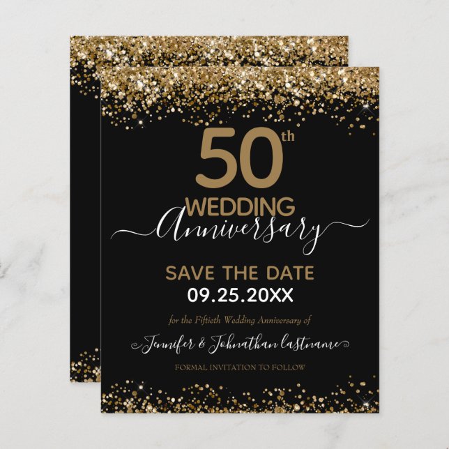 Save the Date für das 50. Hochzeitstag (Vorne/Hinten)