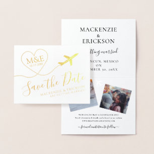 Save the Date für das Reisemagazin-Monogramm-Logo Folienkarte