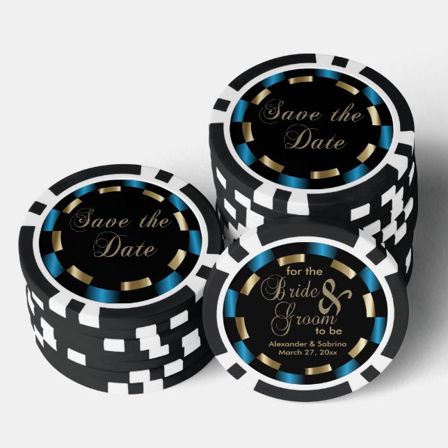 Save the Date für die Braut und den Bräutigam - Bl Pokerchips (Stapel)