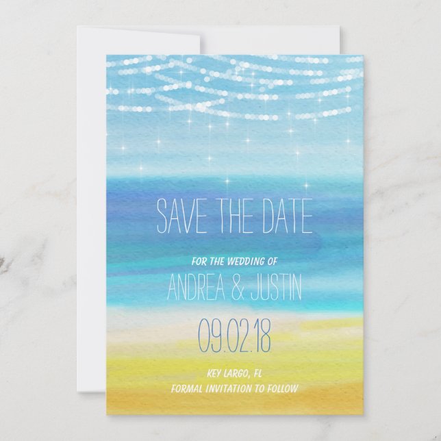 Save the Date für eine Hochzeit am Strand (Vorderseite)