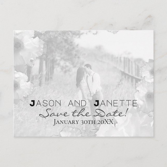 "Save the Date" für Hochzeit + Blk/Wht-Foto Postkarte (Vorderseite)