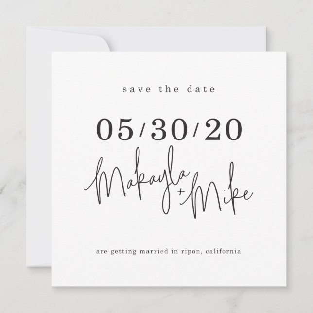 SAVE THE DATE für Makayla + Mike Einladung (Vorderseite)