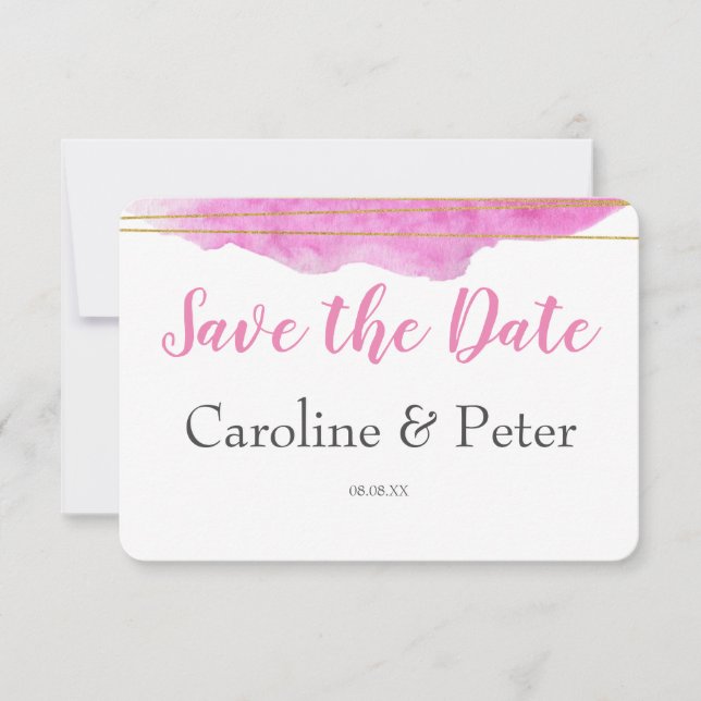 Save the Date für Rosa und Gold (Vorderseite)