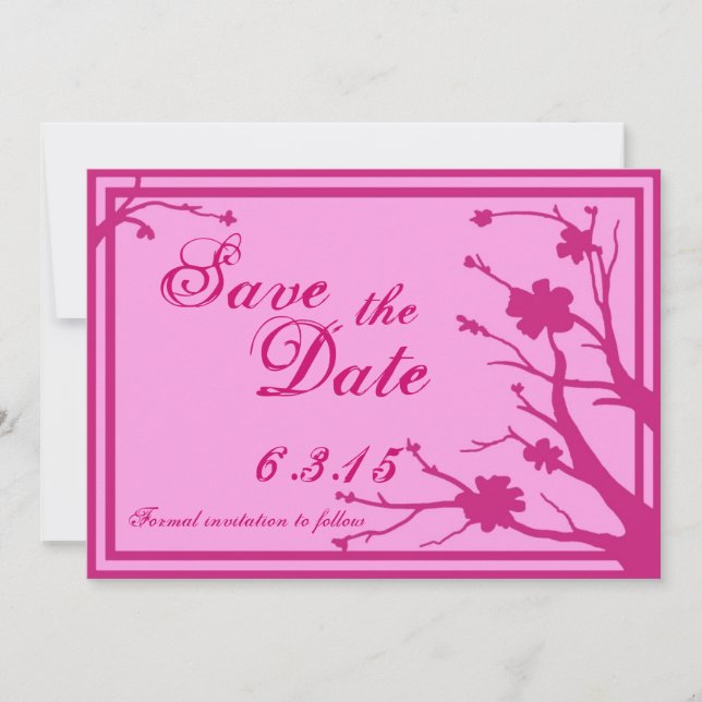 Save the Date fuscia rosa Hochzeit lädt ein (Vorderseite)