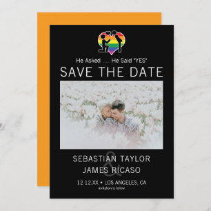 Save the Date Gay He sagte Ja Personalisiert Foto Ankündigung